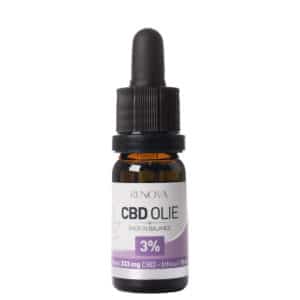 une bouteille d'huile de cbd sur fond blanc.