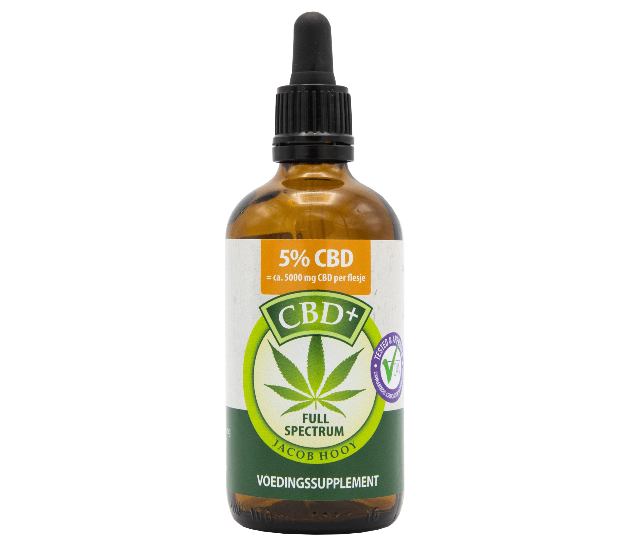 une bouteille d'huile de cbd avec un fond blanc.