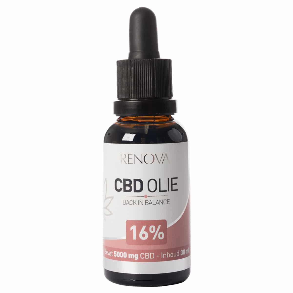 une bouteille d'huile de cbd sur fond blanc.