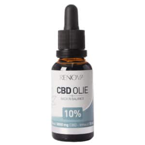 une bouteille d'huile de cbd sur fond blanc.